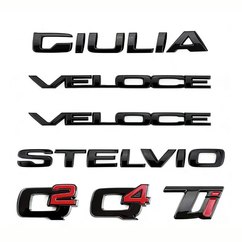 Car ABS Trunk Words Letters Logo Badge Emblem Decals Sticker For Alfa Romeo Giulia Stelvio Q2 Q4 Ti Veloce Auto Accessories
