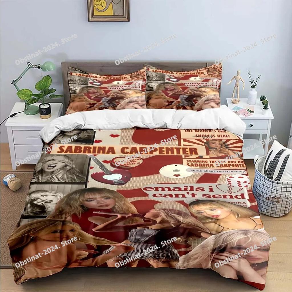 Singer Girls S-Sabrina Karpfen Bettwäsche Set Bedruckte Bettbezug Laken Kissenbezug Weiche Deckenbezug Voll Queen King Größe Luxuriöses Geschenk