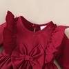 Christmas 5 Color Dresses Long Sleeved Princess Dress with Bow+Headband for Baby Girls 1-18 Months New Year Holiday Costume