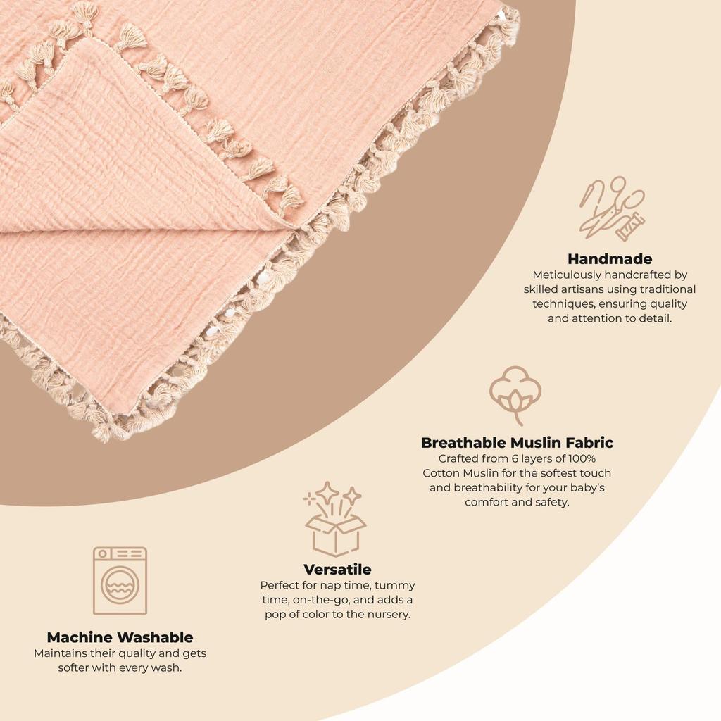 Muslin Blanket Desert Rose Baby [Crane Baby] 6-layer CON-CBMB-3276