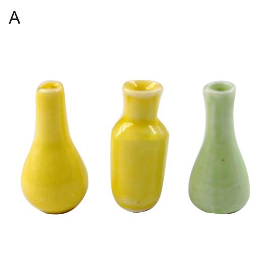 2/3Pcs Mini Ceramic Porcelain Vases Succulent Flower Pots for 45669 Dollhouse