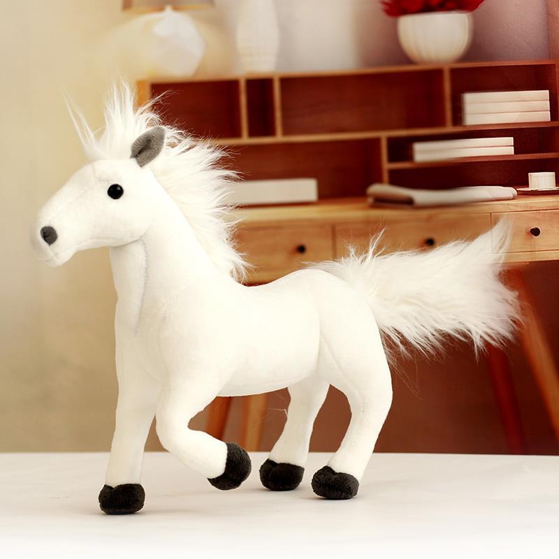 Simulated Horse Plush Toy Doll Pony Doll Doll Big White Horse Throw Pillow Children'S Cognitive Model Toy