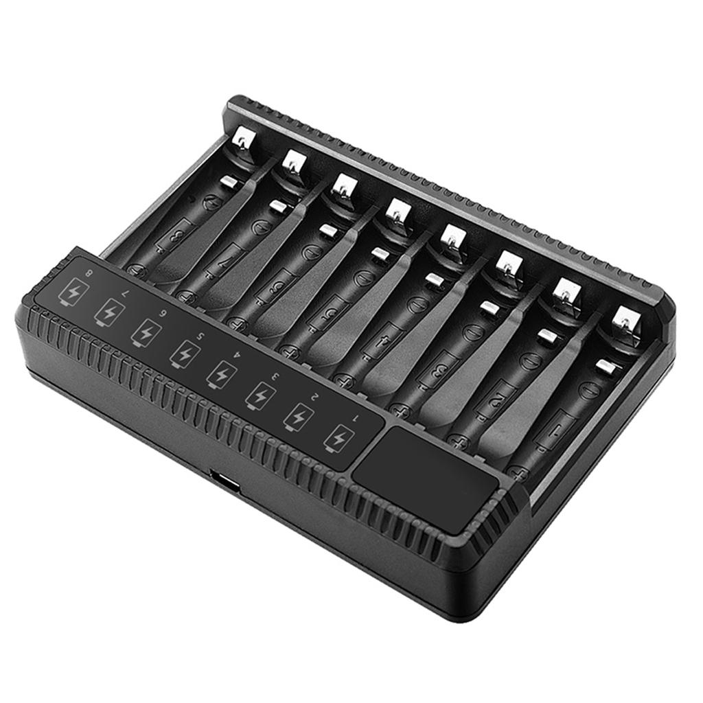 8 Slot Battery Charger AA AAA Battery Charger for NiMh NiCd Rechargeable Batteries with LCD Display Type-C Input