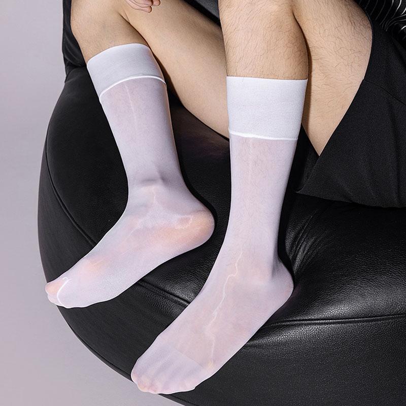 3 páry Pánské dlouhé ponožky Hedvábné Business Jednobarevné Tenké Nylonové Lehké Prodyšné Měkké Elastické Pod koleno Lýtko Formální oblečení Posádkové Společenské ponožky