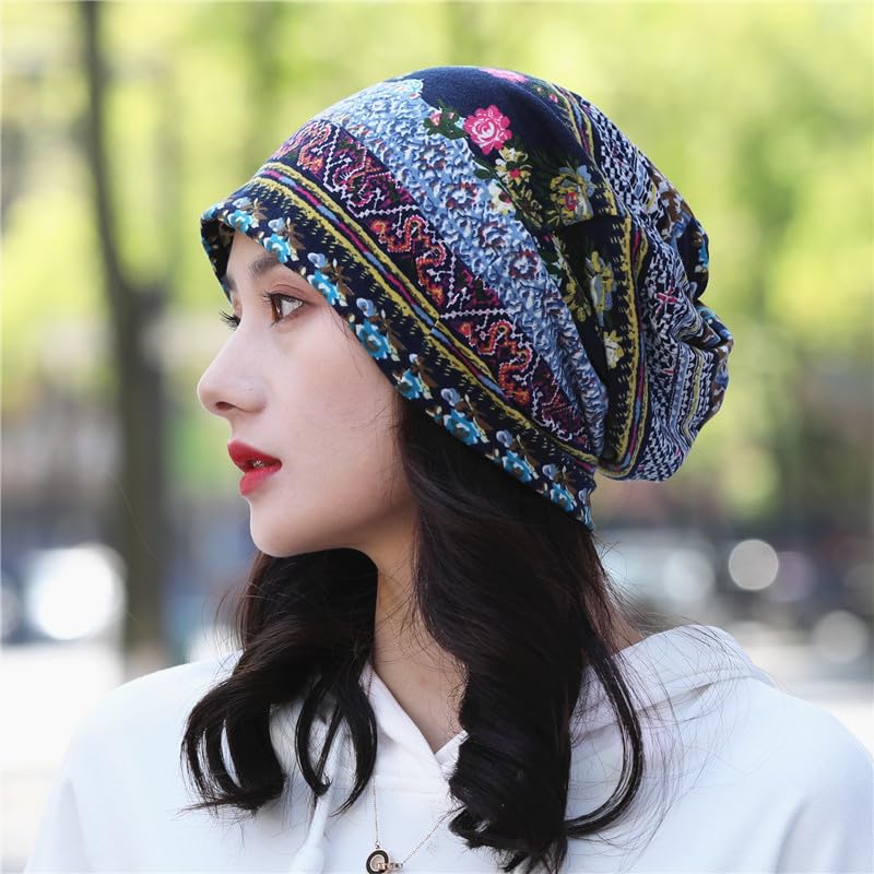 Knit Hat for Can Be Worn Tied Medical Care Ethnic Watch Knit Cap for Care UV Newsboy Knit Neck Winter [Electric Circus] Cap, Women, Up, Cap, Cap, Cap,