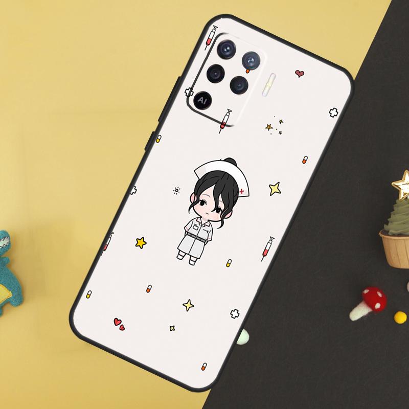 Cartoon Doctor Nurse Case For Oppo A58 A78 A98 A18 A38 A74 A94 A54 A15 A17 A57 A6 A5 Pro A16 A76 A96 A40 A60 A80