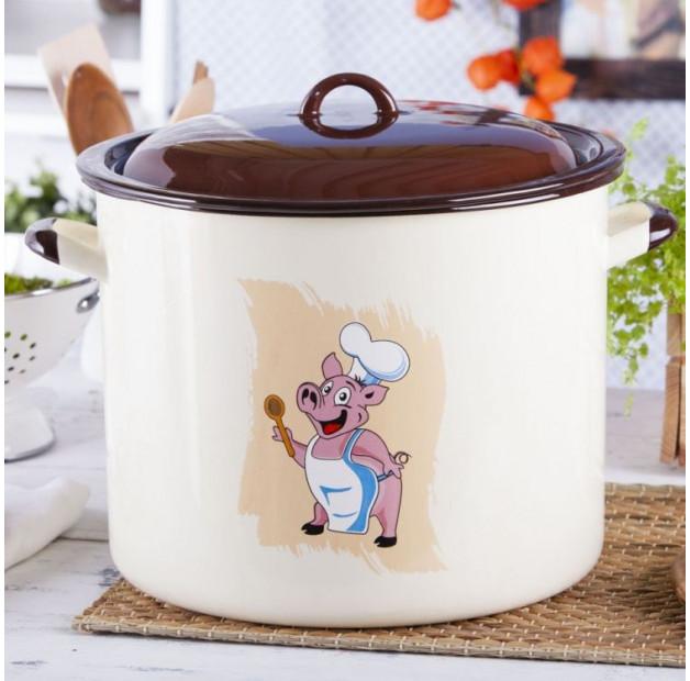 

Гастрономический эмалированный горшок с крышкой SILESIA RYBNIK PIG CREAM 19 л