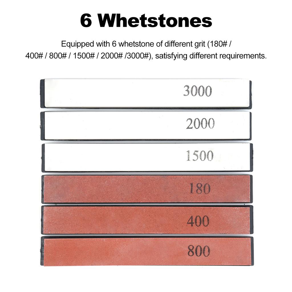 Professional Knife Sharpener with 6 Whetstones 360 degrees Rotation Flip Design Fixed Angle Stainless Steel Kitchen