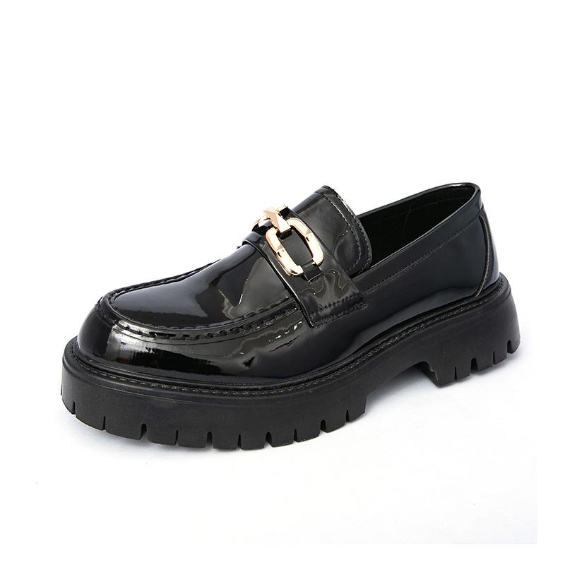 Men s Thick-Soled Slip-On Patent Leather Loafers - Spring Height-Increasing Business Shoes, British Style with Big-Toe Design 43