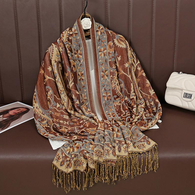 Luxury Winter Cashmere Pashmina Shawl Lady Wrap Warm Autumn Scarves Design Print Female Foulard Cotton Stoles Scarf