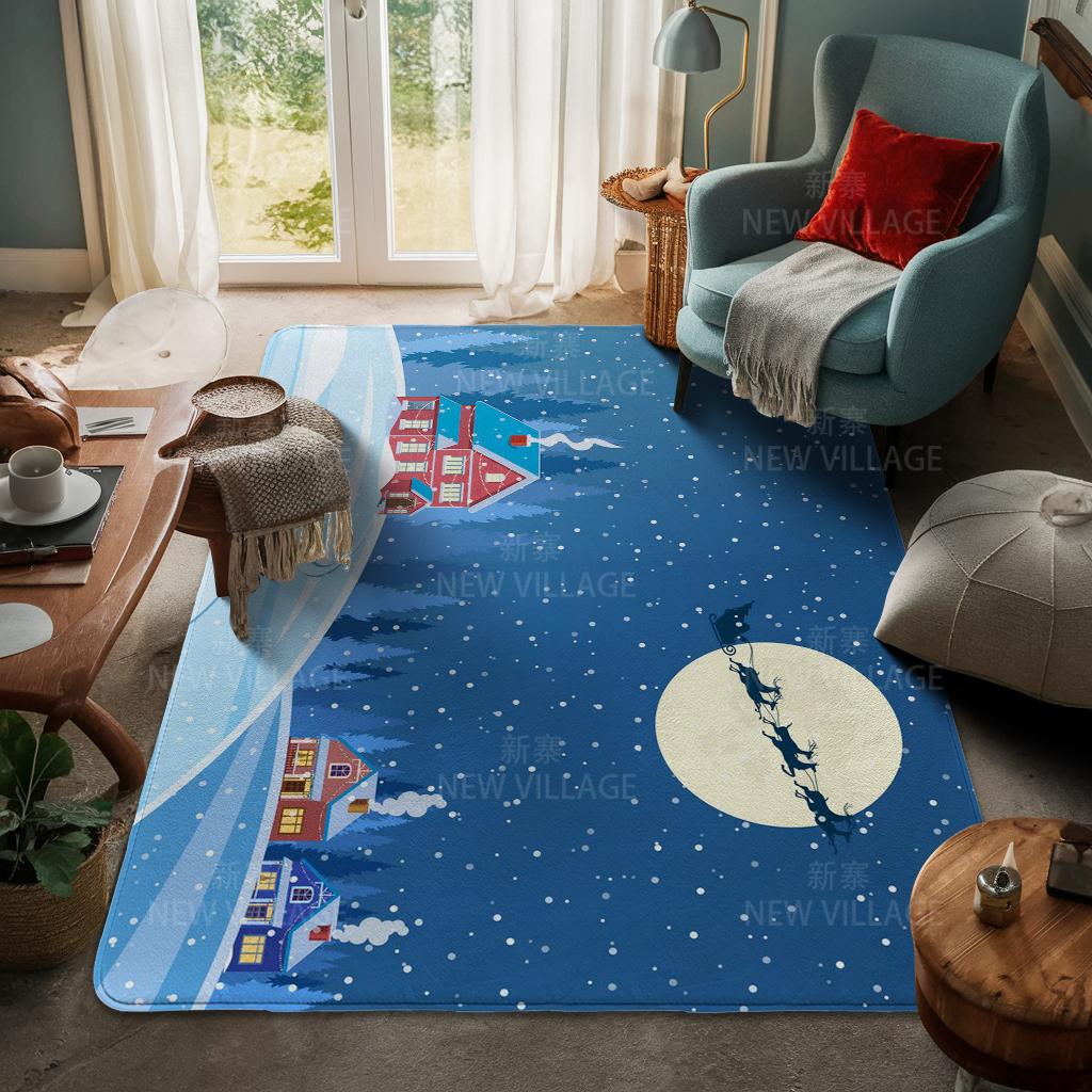 House Entrance Carpet Home Door Mat Living Room Bath Foot Bathroom Non-slip Water Absorption Rugs Bath Merry Christmas Winter