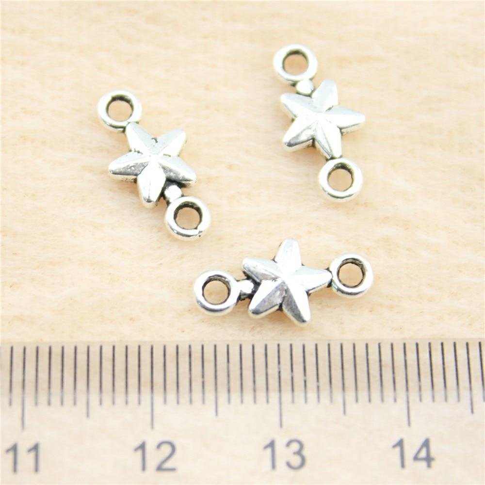 

40 шт., разъемы ручной работы для изготовления ювелирных изделий, аксессуары, браслет, звезда, 15x7 мм, B10156 античный серебряного