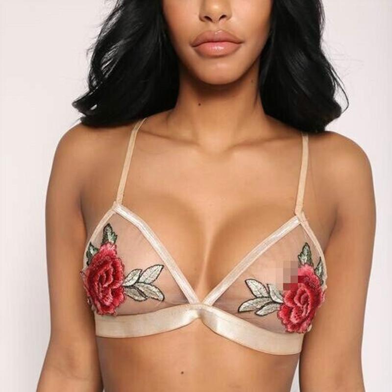 

Женщины Кружева Вышитые Апплика Цветочные Bralette Bustier Vest Tank Unpadded Бюстгальтер
