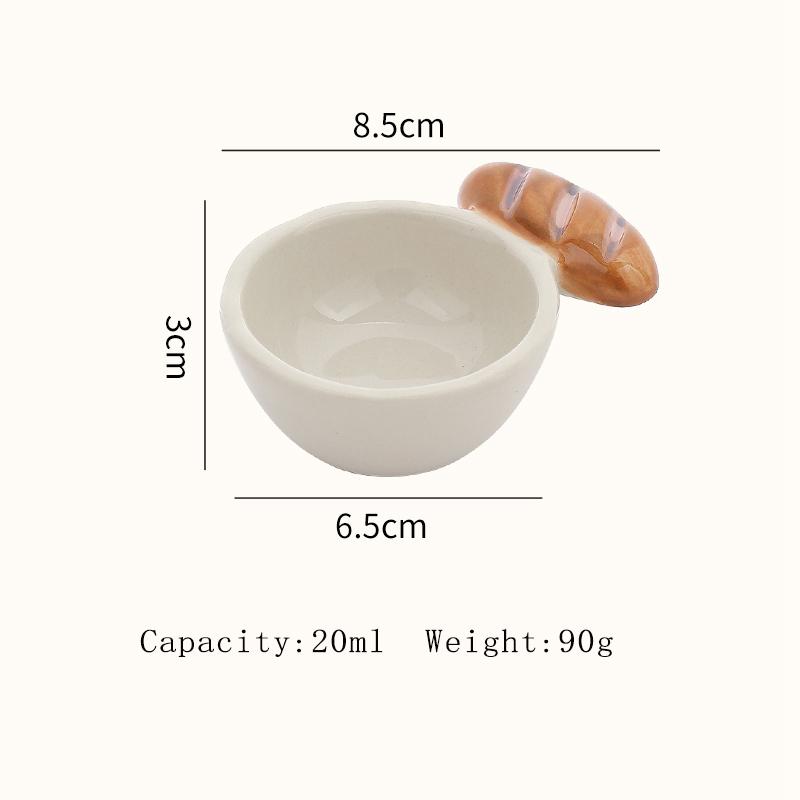 3.5 Inch Ceramic Dish Nordic New Household Creative Round Hot Pot Sauce Dishes Cream Wind Underglaze Colour Handle Small Plate