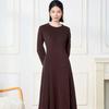 Women's Round Neck Long Sleeve Mid-Length Dress DPWHL011