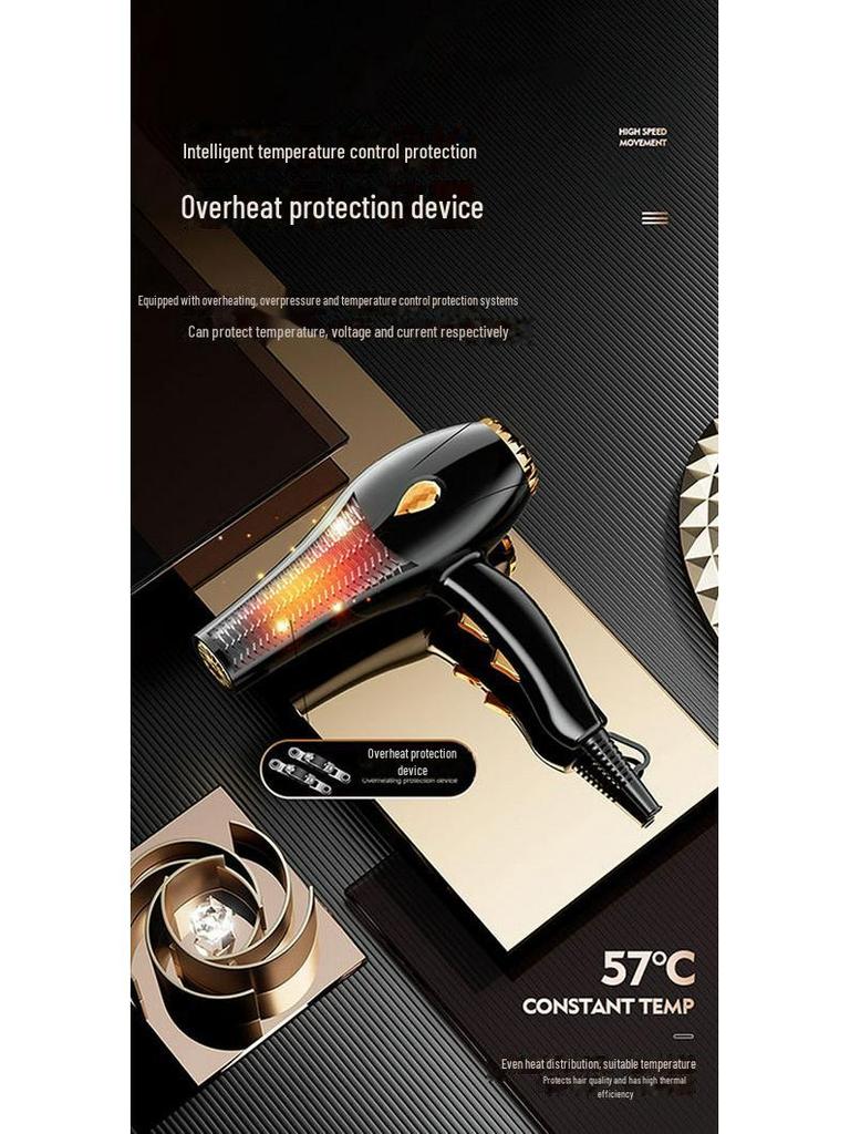 High-Power Hair Dryer with Blue Light for Salon and Home Use