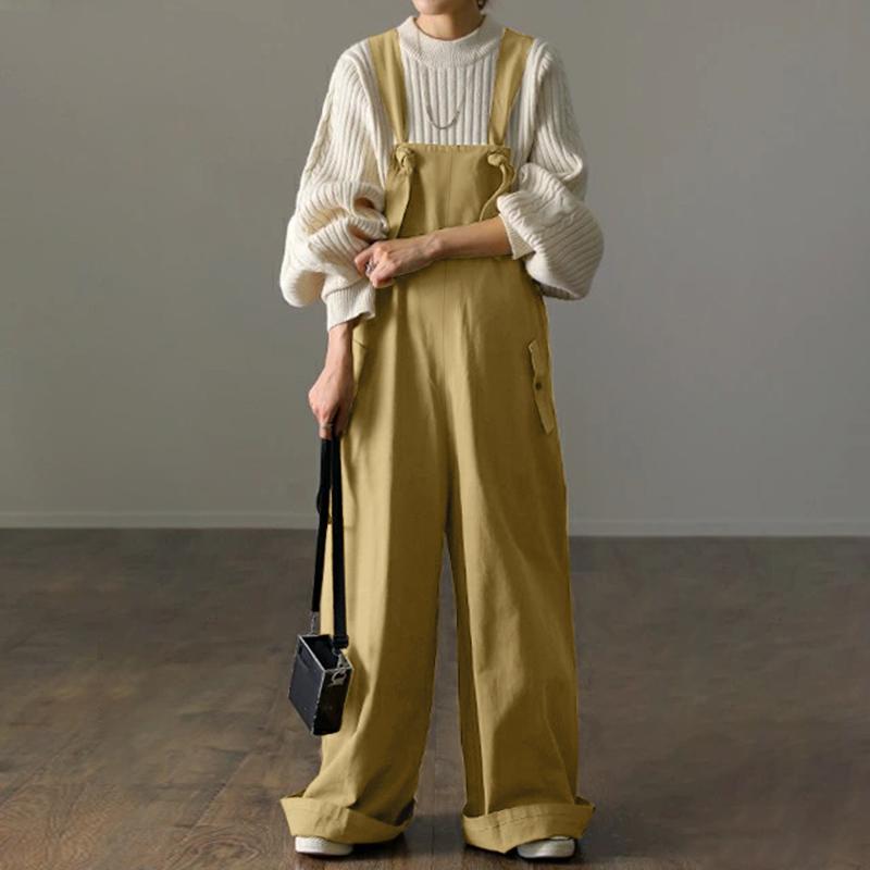 ZANZEA Women Summer Lace-Up Loose Wide-Leg Overalls