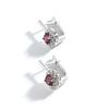 Flower Shape Design 925 Sterling Silver Women's Earrings Natural Round 5.0mm Rhodolite Garnet Fine Jewelry for Valentines Gifts