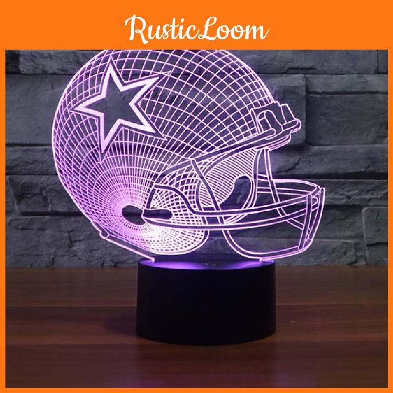 Rugby Cap Pattern 3d Led Night Light With Touch Control For Home Decor Gift