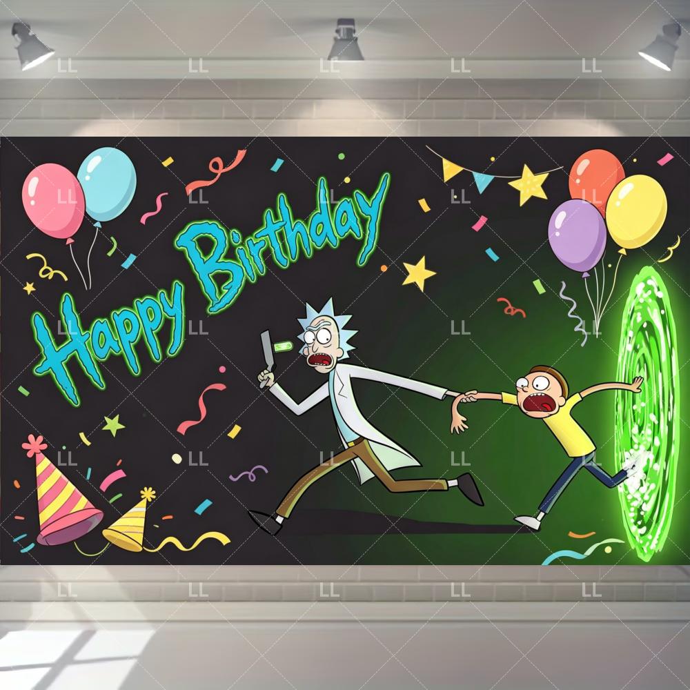 Rick And Morty Fans Child Birthday Party Decoration Anime Character Cake Topper Balloon Set Baby Shower Banner Adults Kids Gift