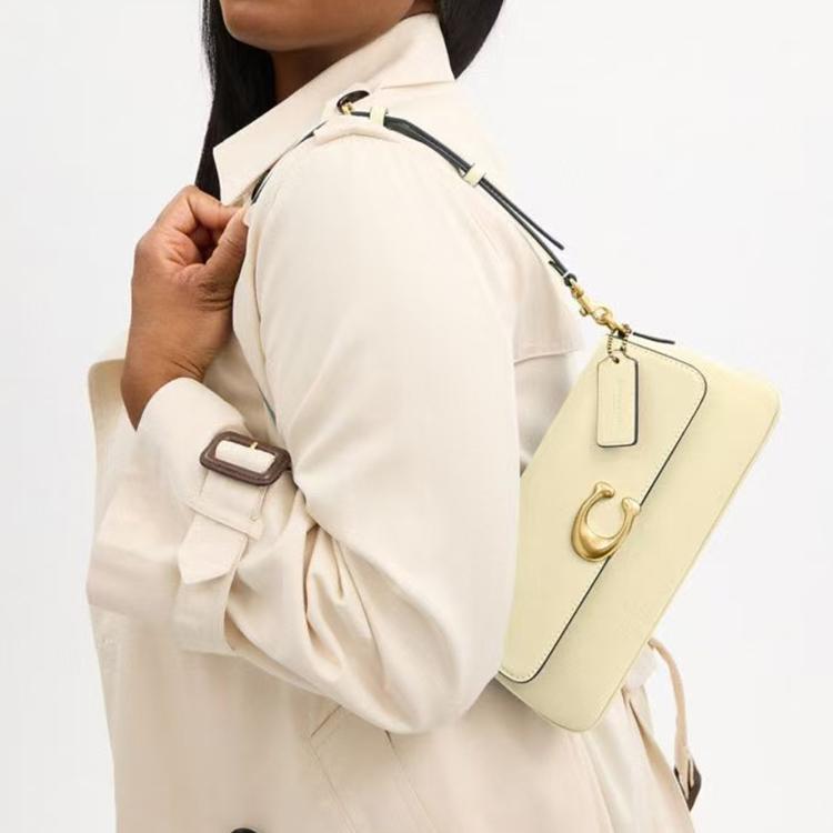 Coach Jet 25 Klassisches Logo Commuter Leder Tote Crossbody Umhängetasche Mittel Damen Taschen Hellgelb CAM16-B4LGZ