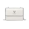 Women's Handbag, Cowhide Shoulder Bag, Chain Crossbody Bag, Square Purse, White