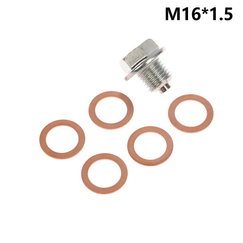 

1 шт. Модифікація автомобіля магнітна всмоктувальна зливна пробка гвинти з 5 прокладками неодимовий магніт нержавіюча сталь болт важкий масляний штекер A2