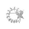 Trend Circle Butterfly Brooch Elegant Rhinestone Circle Brooches  Wedding Gift