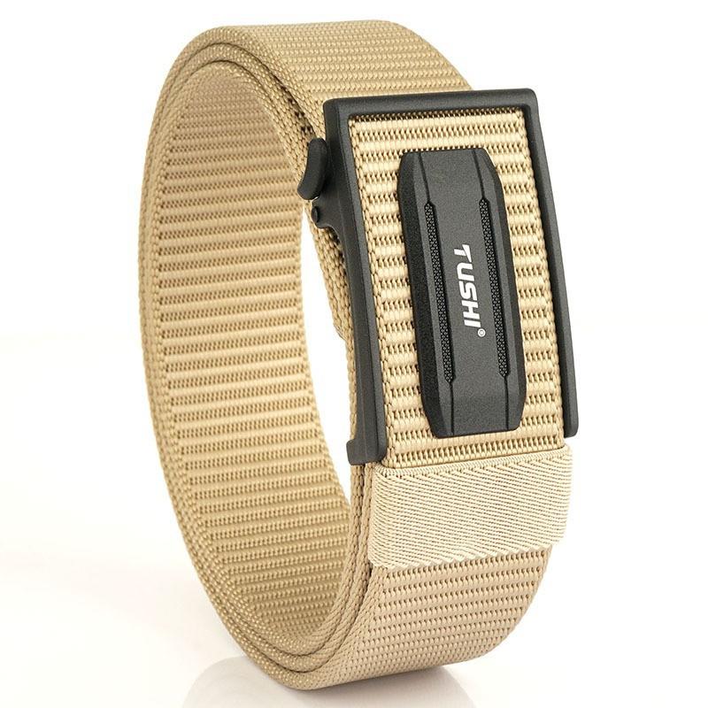 All-matching Youth Toothless Automatic Buckle Belt Thickened Nylon Canvas Fashionable Casual Outdoor Jeans 120cm хаки