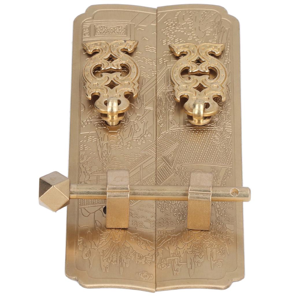 Cabinet Faceplate Retro Style Brass Material Landscape Character Pattern Decorative Cabinet Handles