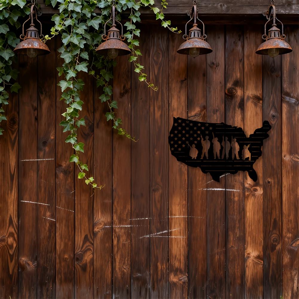 1 Stück USA Flagge Erhobene Hände Silhouette Metall Wandkunst, Eisen Wandmontierte Skulptur Art Deco für Wohnzimmer Schlafzimmer Büro Dekor