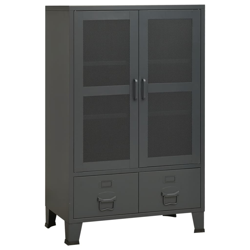 Storage Cabinet Industrial Style Anthracite 70 x 40 x 115 cm Metal