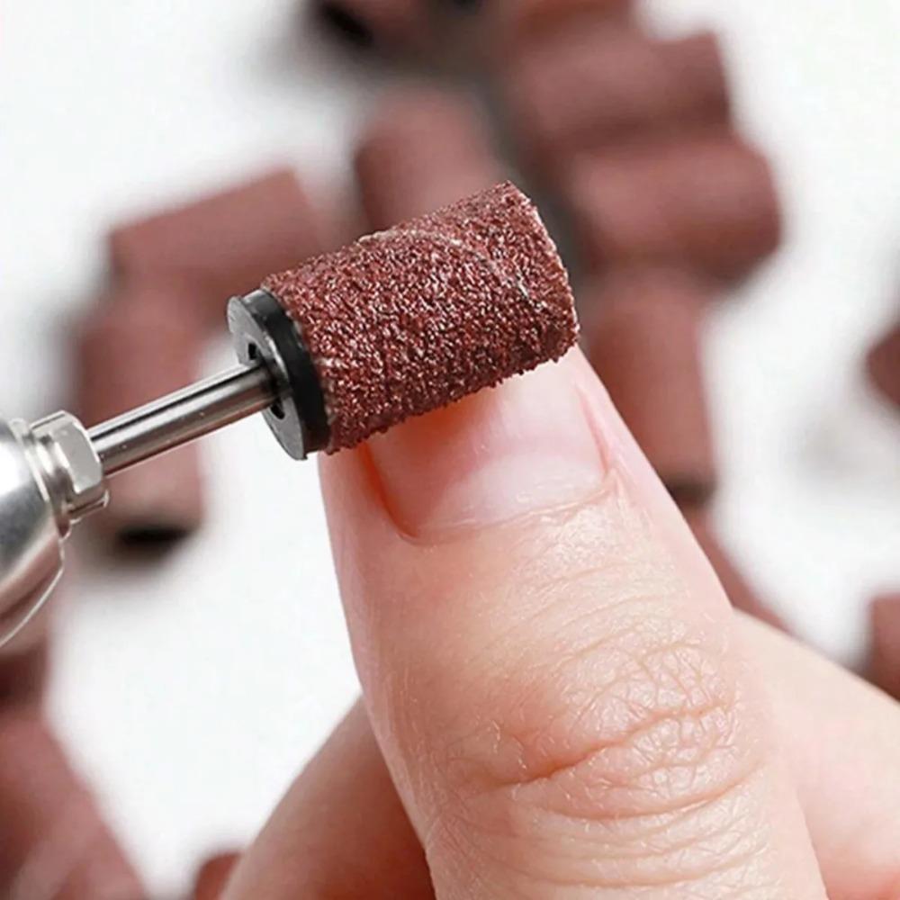 50/100Pcs Nail Sanding Cap Bands for Electric Manicure Drill Machine, 80/120/180 Grit Grinding File Pedicure Tool Accessories