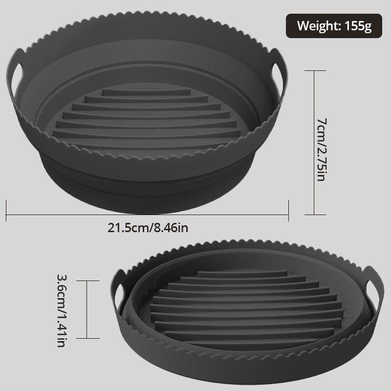 1pc Air Fryer Silicone Baking Tray Foldable Reusable Basket Mat Non-Stick Pot Round Microwave Pads Baking Mat Oven Tool