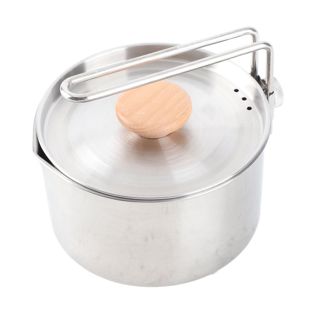 304 Edelstahl Campingtopf Tragbarer Faltbarer Outdoor Campingtopf mit Deckel für Picknick