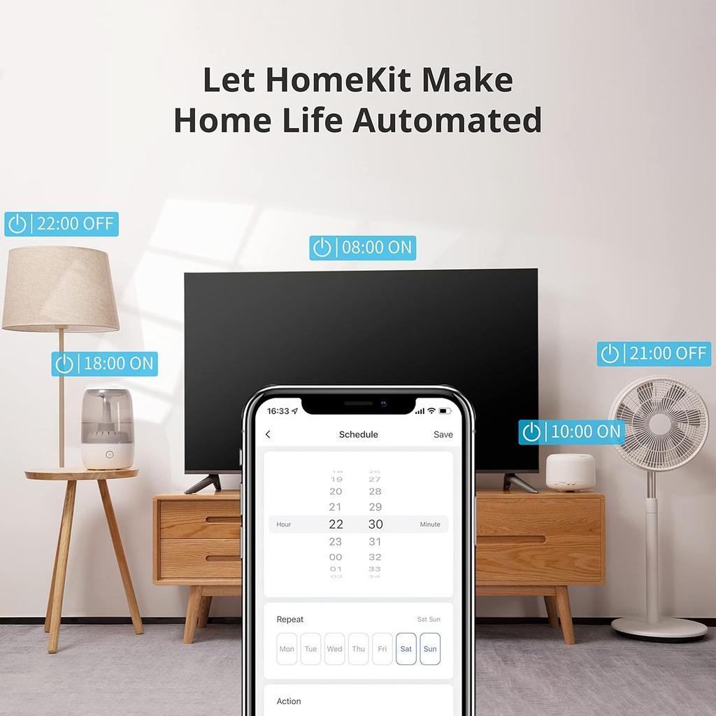 SwitchBot HomeKit Smart Plug Mini 15A, Energy Monitor, WiFi(2.4G Only) Outlet Works with Apple HomeKit, Alexa, Google Home, App Remote Control &
