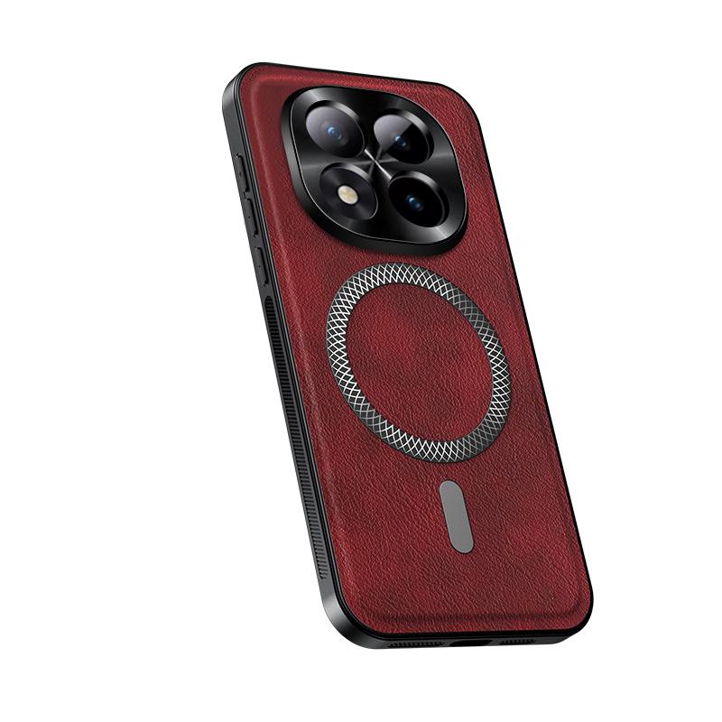 For Redmi Note 15 14 13 Pro Plus High End Leather Metal Magnetic Ring Phone Case