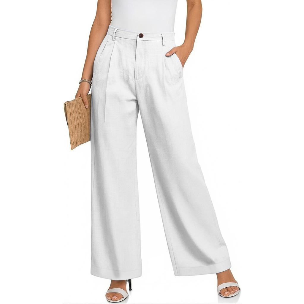 Ladies' Color Casual Fashion Breathable Loose Cotton And Linen Pants