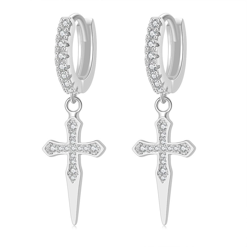 ZHOUYANG Hip Hop Punk Crosses Men's Earrings Personality Exquisite Ear Accessories Trend 2024 Women's Jewelry Wholesale OHE023