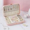 PU Leather Small Jewelry Box Convenient Jewellery Organizer with Dividers Elegant Earrings Necklaces Holder Case