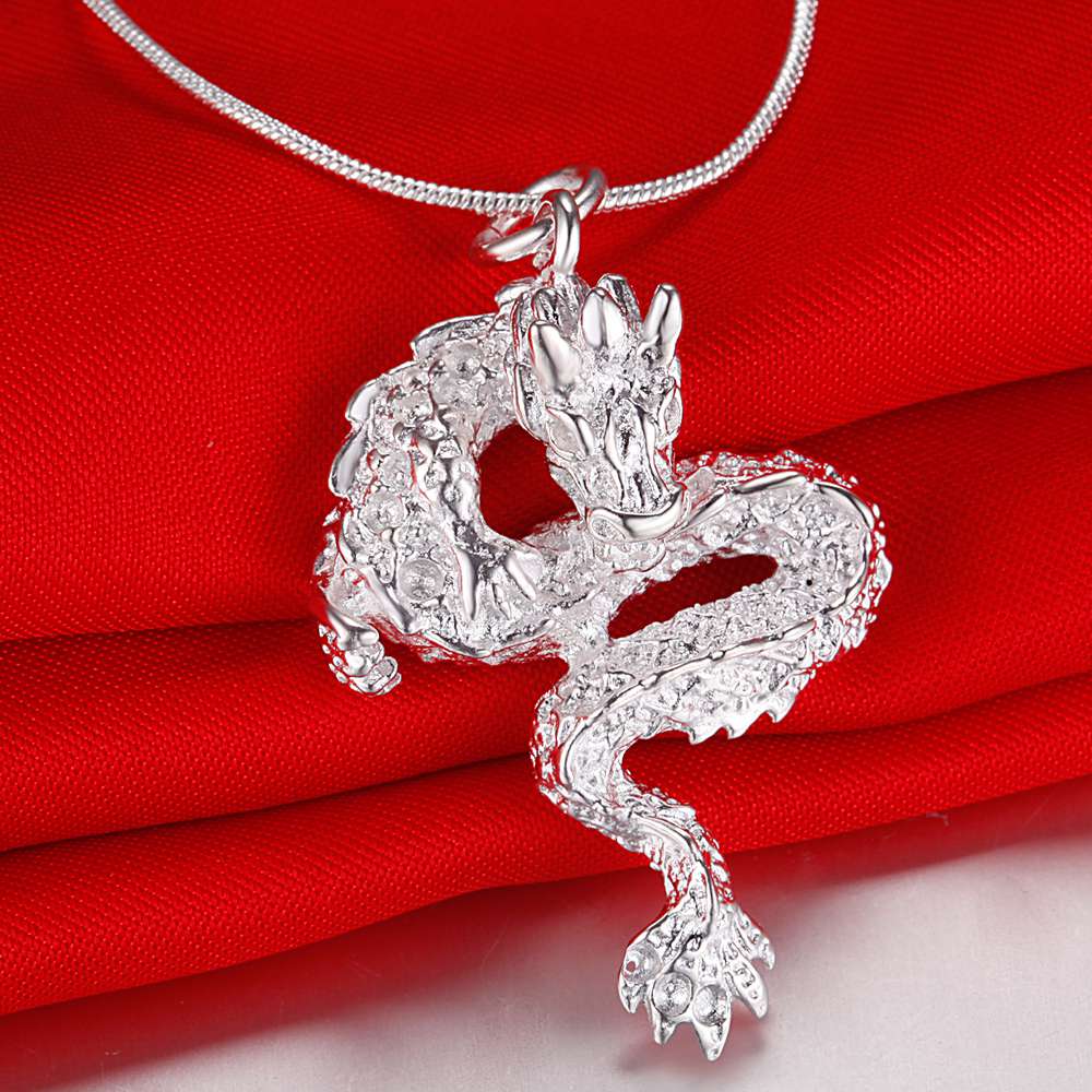 

New 925 Sterling Silver Necklace Pendant Dragon For Women man Fashion Jewelry Party Wedding Accessories Gifts