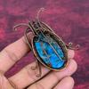 Neon Apatite Gemstone Pendant Copper Wire Wrapped Pendant Handmade Wire Jewelry