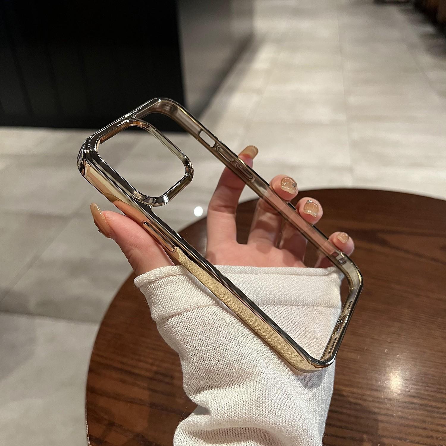 

Подходит для чехла для мобильного телефона Apple 15, ПК, гальванизированный, прозрачный, противоударный, жесткий чехол для iPhone 13, ультратонкий, с премиальным ощущением, защитный чехол 14 iPhoneXr