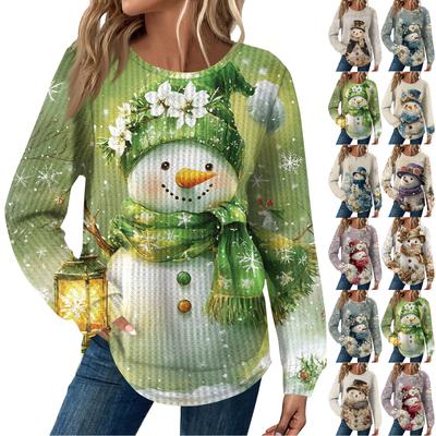 Women's Fashion Long Sleeve Christmas Loose Long Sleeve Round Neck Casual Top