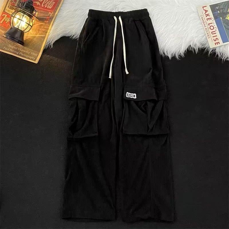 

Elastic Corduroy Overalls Men s Autumn and Winter Large Size Casual Wide-leg Pants Trendy Brand Straight Heavy Pants 3XL