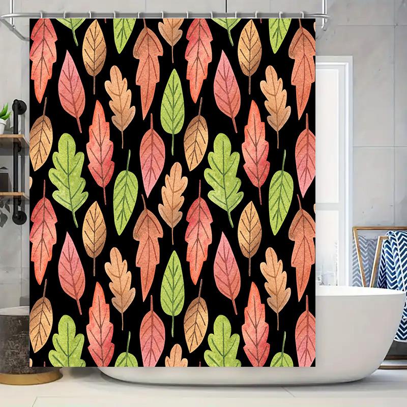 

Watercolor Leaves Shower Curtain Autumn Colors Bath Decor Customizable Printed Fabric Waterproof Home Bathroom Liner Ambiance Se W60H190(CM)-1 Pcs
