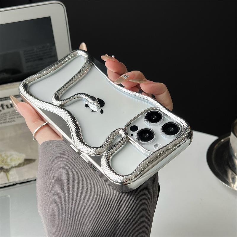 Advanced Matte Snake for iPhone17PROMAX Mobile Phone Case Hollow Heat Dissipation Electroplating Snake Apple 16