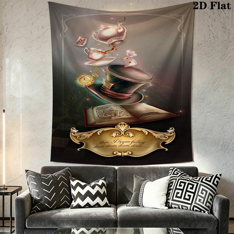 Mad Hatter Tea Party Tapestry Wallmounted Fashion Print Work Of Art Wall Covering Decoration Wall Decoration