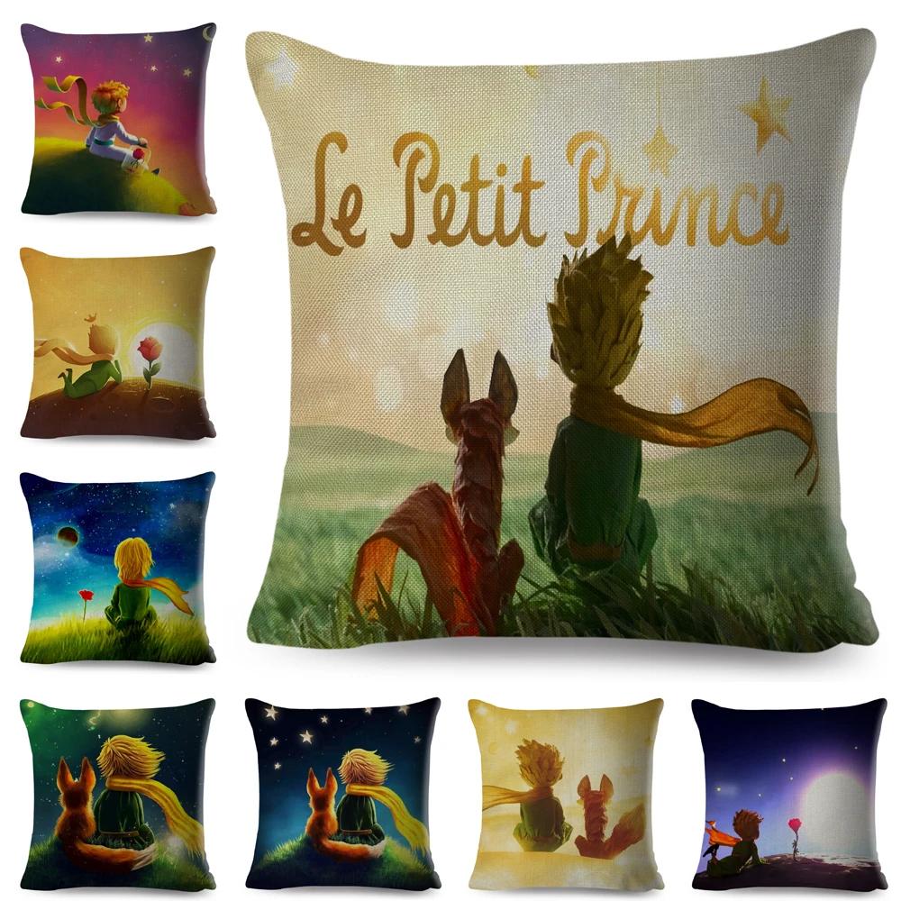 Little Prince Pillow Case Decor Cartoon France Anime Print Cushion Cover for Sofa Home Children Room Linen Throw Pillowcase