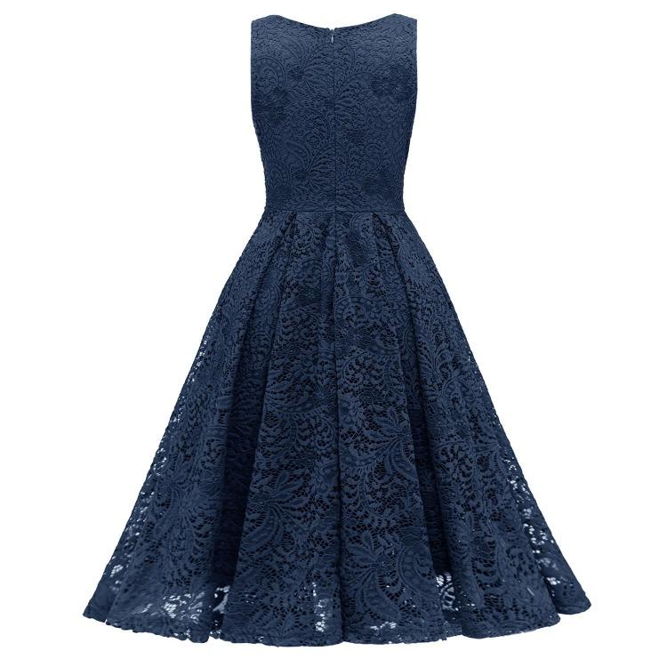 Elegant Vintage Lace Dress for Women V Neck Ruched Bust Cinched Waist Milkmaid Prom Skater Midi Cocktail Evening Party Formal Special Occasion Outfits